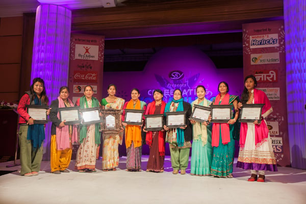 WOMEN'S WORLD: Winners of the 'Celebrating Womanhood' Navadevi Awards at Soaltee Crowne Plaza on Tuesday.