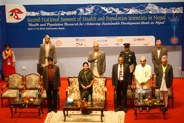 President Bidhya Devi Bhandari inaugurates the Second National Summit of Health and Population Scientist in Nepal at City Hall, Kathmandu on Monday