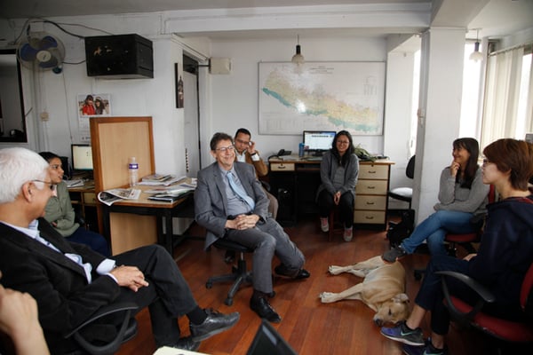 French Ambassador to Nepal Yves Carmona visits the Nepali Times newsroom on Monday.