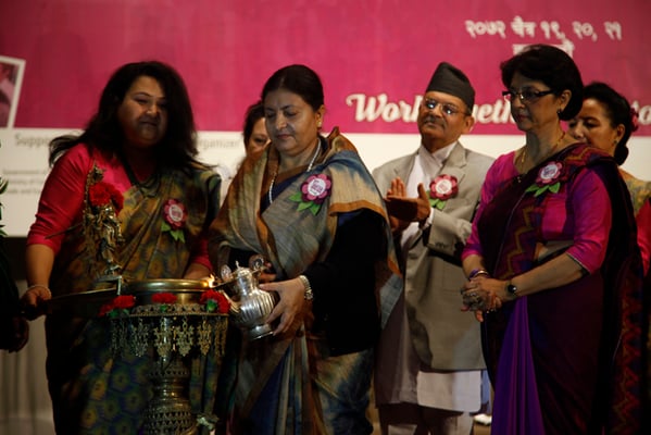 President Bidhya Devi Bhandari inaugurates the International Women's Trade Expo organized by Federation of Women Entrepreneurs Association of Nepal at Army Officer's Club, Sundhara on Friday.