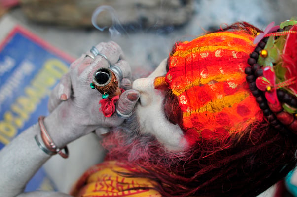 HIGHER CALLING: A sadhu takes part in Shivaratri celebrations at Pashupatinath on Thursday.