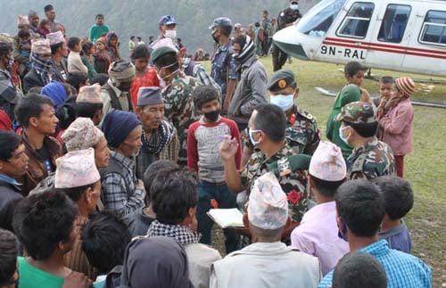 Nepal Army organises a health camp in a swine flu-affected village of Jajarkot district.