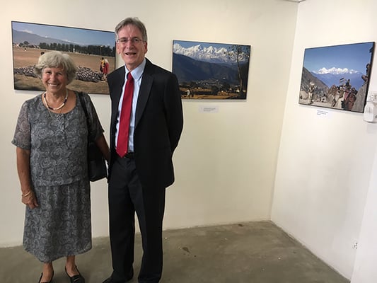 Swiss Ambassador Jorg Frieden and Katryn Hagen, daughter of Swiss geologist Toni Hagen, at the inauguration of an exhibition of her father's photographs from 60 years ago. The exhibition is on at Nepal Art Council till 22 September.