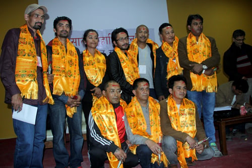 Newly elected members of the National Photojournalist Club at their general meeting at the Chamber Hall on Saturday.