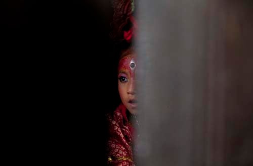 The living goddess Kumari of Bungmati attends the Rato Machindranath festival in Bungmati, Lalitpur on Sunday.