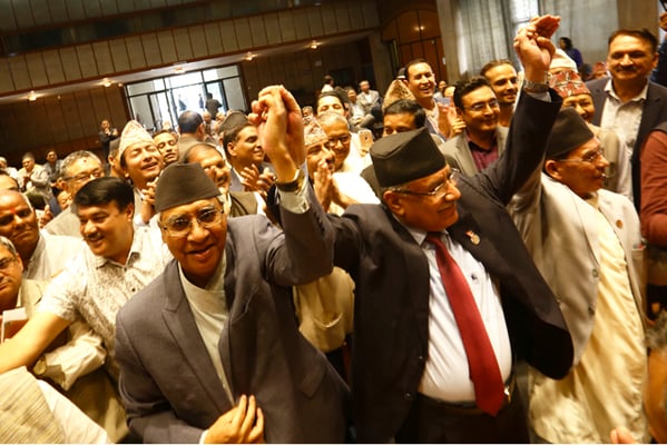 Nepali Congress President Sher Bahadur Deuba after registering his nomination for the post of Prime Minister on Saturday. Deuba is the sole candidate.