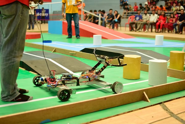 Engineering students participate in IOE Robocon 2016, a national level robot competition, held at Nepal Army Sports and Physical Training Centre, Lagankhel on Saturday.
