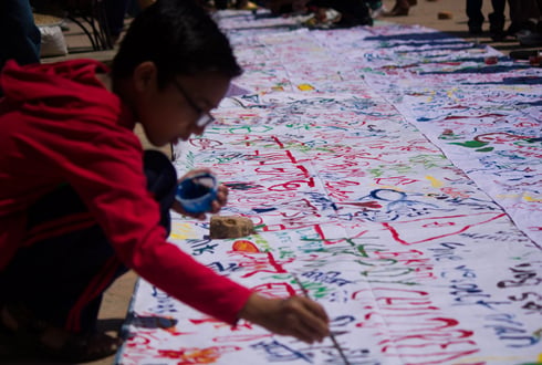 OUR TURN: A boy takes part in Children's Day celebration in Basantapur on Saturday.