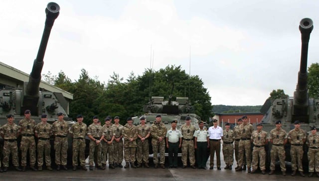Chief of Army Staff General Rajendra Chettri poses for a photograph with the 19 Regiment Royal Artillery in the UK on Wednesday. Chettri is in UK on a six-day official visit on an invitation from Chief of the General Staff General Nicholas Patrick Carter.