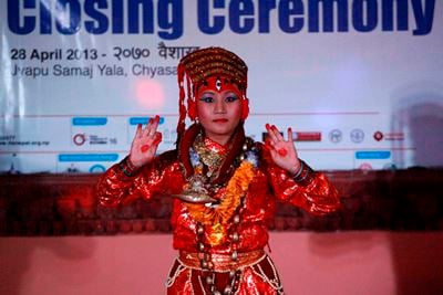 TRADITIONAL STAR: A girl performs during the closing ceremony of 7th Nepal International Indigenous Film Festival in Lalitpur on Sunday.