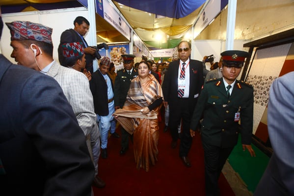 President Bidhya Devi Bhandari attends the opening of Nepal International Trade Fair 2016 at Bhrikutimandap on Thursday.