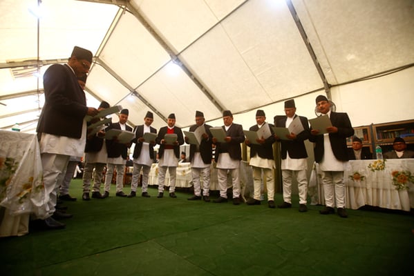Newly-appointed judges of High Court take oath at Supreme Court on Wednesday.