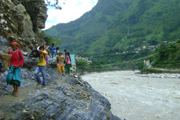 CAREFUL: People in Darchula use the same road that was swept by the Mahakali river four weeks ago.
