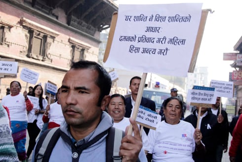 END IT: People take out a rally to protest against violence against women, at Basantapur on Monday.