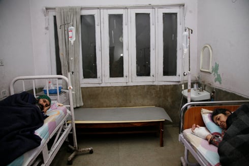NEARING THE END: Nanda Prasad and Ganga Maya Adhikari on Thursday afternoon on the 50th day of their hunger strike at Bir Hospital, demanding justice for the murder of their son, Krishna, in 2004. They are now refusing intravenous saline.