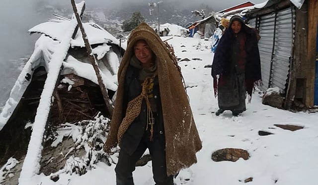 Heavy snowfall in Laprak, Gorkha on Wednesday has limited movement of locals in the village devastated by the earthquake nearly three years ago.