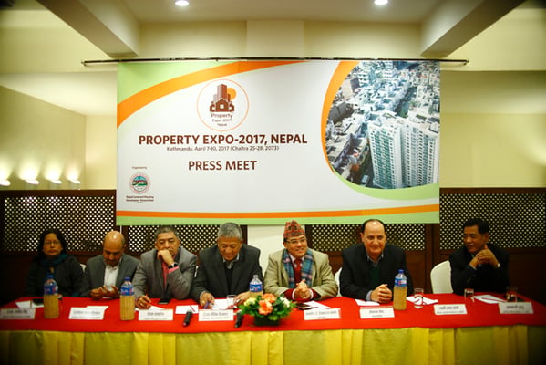 Organisers of Property Expo 2017, which is set to take place from 7 to 10 April this year, address journalists during a press conference at Shangri-La Hotel, Lajimpat on Monday.