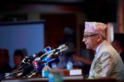 BRIGHT FUTURE: PM Khil Raj Regmi addressing the nation assures the government will hold free and fair Constituent Assembly elections, at Singha Durbar on Friday.