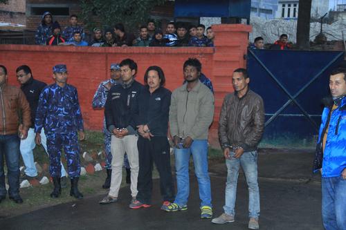 The main accused behind the murder of Supreme Court Justice Rana Bahadur Bam are made public by the police at the police headquarters in Naxal on Saturday.
