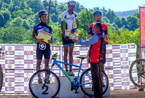 Athletes from Nepal Army win the top three positions at the Nagaland Mountain Bike Festival-2017 on Thursday.