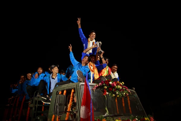 Nepali national football team returns home to hero's welcome on Wednesday night, after winning the Solidarity Cup – their third international title in just one year.