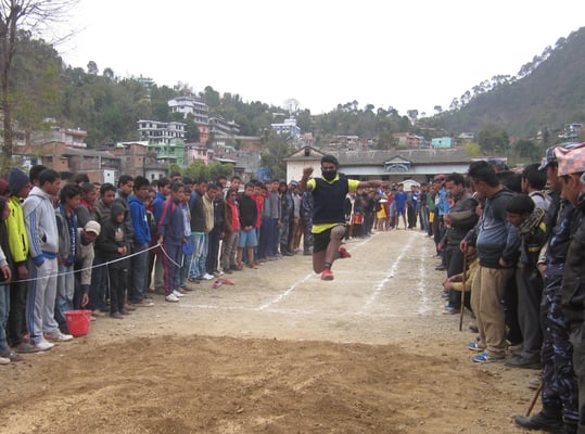 JUMPING JACKS: A participant taking part in the long jump category during the 5th National Running Shield at Tamghas.
