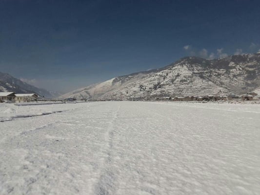 Jumla airport on Tuesday morning after overnight snowfall.