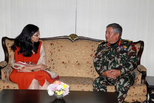 Army chief Gaurav SJB Rana meets with US Assistant Secretary of State of South and Central Asian Affairs, Nisha Desai Biswal on Thursday.