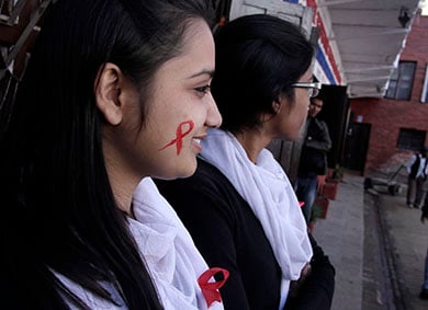 SAFETY FIRST: Participants at an awareness program organised to celebrate World AIDS Day at Basantapur on Sunday.