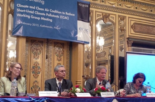 ICIMOD's Arnico Panday and David Molden (middle) at an international conference on pollution in Kathmandu on Tuesday.