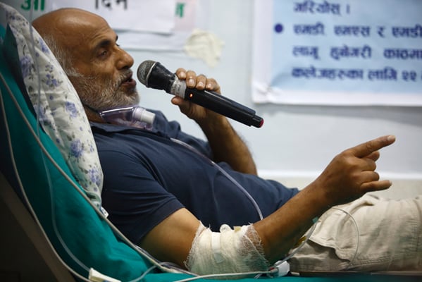 Dr Govinda KC, who has been staging indefinite hunger strike for the past 23 days has suspended his fast-unto-death at the Tribhuvan University Teaching Hospital, Kathmandu on Tuesday. Dr KC decided to postpone his strike in the view of loss of lives and properties triggered by floods and landslides across the country, and has urged public to be involved in the relief work for flood victims.