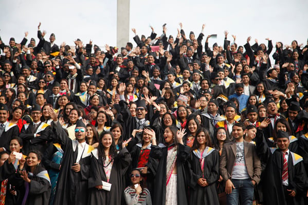 Students from various faculties attend the 41st convocation of Tribhuvan University at Tripureshwor on Wednesday.