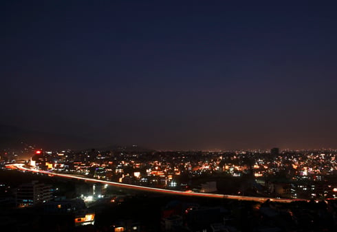CITY OF TINY LIGHTS: Kathmandu Valley as seen from Kirtipur on the evening of Laxmi Puja, Sunday.