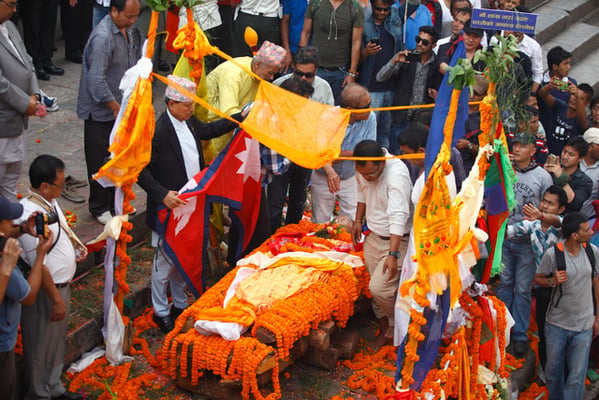 Legendary musician Amber Gurung was cremated with state honours at Pashupati Aryaghat on Tuesday. Gurung who was suffering from Parkinson's disease, hypertension and diabetes breathed his last at Grande International Hospital early Tuesday morning.