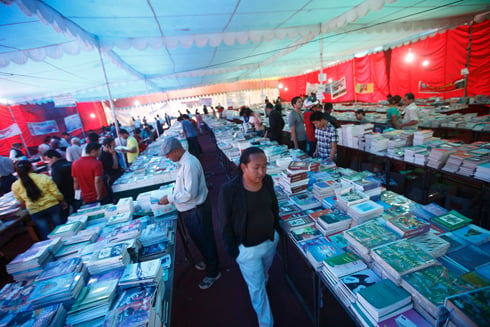 PICK A FEW: People browse through titles on sale at Sajha Prakashan's book exhibition on Wednesday.