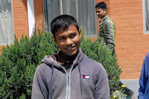 Jiwan BK, the accused in the acid attacks on Sangita Magar and Sima Basnet, at a press conference in Metropolitan Police Office in Rani Pokhari on Friday.