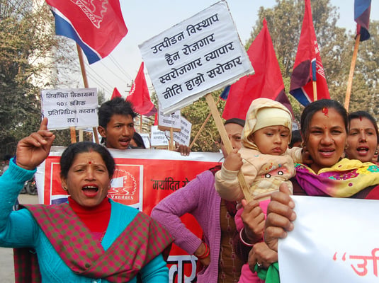 DEMANDING SAFETY:Women participating in the rally on the occasion of 4th National Convention of Nepal Self-Employed Business Workers' Association at Basantapur.