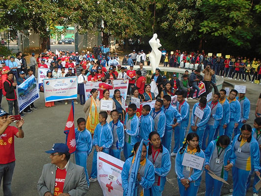 Participants in an event organised by Rotary International District 3292 in Pokhara on the occasion of World Polio Day on Tuesday.
