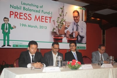 GOOD NEWS: Nabil Bank CEO holds a press conference to launch Nabil Balanced Fund 1 at Annapurna hotel on Tuesday.