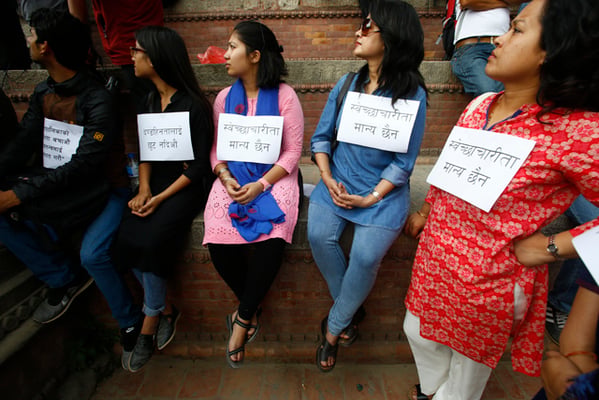Activists protest the impeachment motion against Chief Justice Sushila Karki at Basantapur on Wednesday.