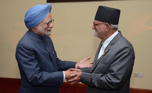 LONG TIME: Prime Minister Sushil Koirala (left) meets Indian Prime Minister Manmohan Singh during 3rd BIMSTEC Summit in Myanmar on Monday.