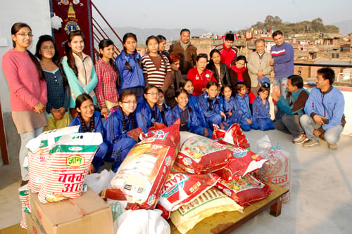 Balaju Lions Club handing over various goods to Unnati Foundation in Bhaktapur on Sunday.