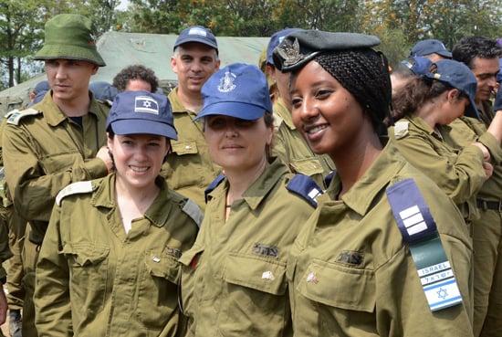 Members of the medical corps of the Israeli Defence Forces at the closing ceremony of Israeli Field Hospital at Jagadal Gana, Chaauni on Sunday.
