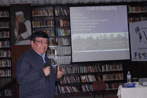Sanduk Ruit, Nepal's renowned eye-surgeon and founder of Tilganga Hospital, speaks at the 19th edition of Voices held on Friday at the Nepal Bharat Library.