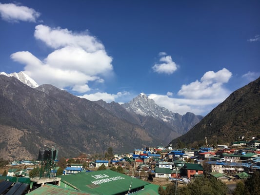 Lukla on a bright morning on Sunday awaits the spring tourist season. The town is the aerial gateway to The Everest Trail.