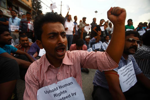 Protesters call for the end of violence in Terai during a peaceful rally organised at Baneswor on Sunday.