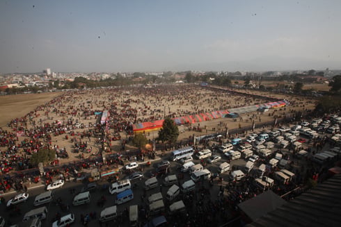PARTY BACKLOG: Losar celebrations in Tundikhel caused long traffic jams along New Road and Ratna Park on Friday.