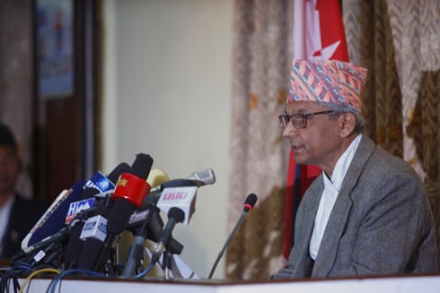 ALMOST THERE: Chairman of the Electoral Council of Ministers Khil Raj Regmi urges people to exercise their right to vote in his address to the nation on Sunday.