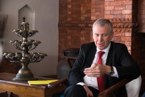 Former Belgian Prime Minister Yves Leterme shares the parallels between the Nepal and Belgian constitutions at Dwarika's Hotel on Saturday.