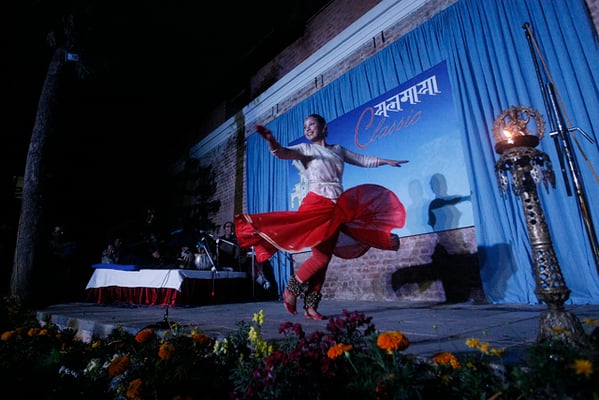 Kathak dancer and instructor Subima Shrestha performs a solo recital during an event to mark the 10th anniversary of Yalamaya Classic at Yalamaya Kendra, Patan Dhoka on Sunday.